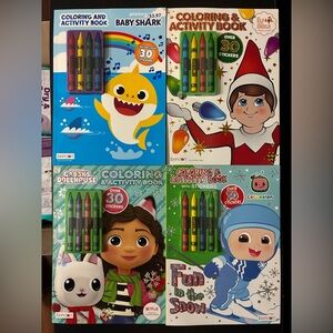 LOT of 5 Pack Kids Coloring & Activity Book w/ Crayons & Stickers